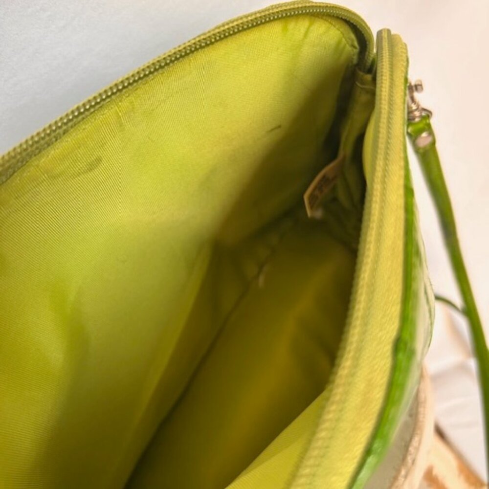 Lee Sands Vintage Eel Skin Crossbody Purse Lime Green Y2K Shoulder Bag Pop Color - Picture 11 of 14